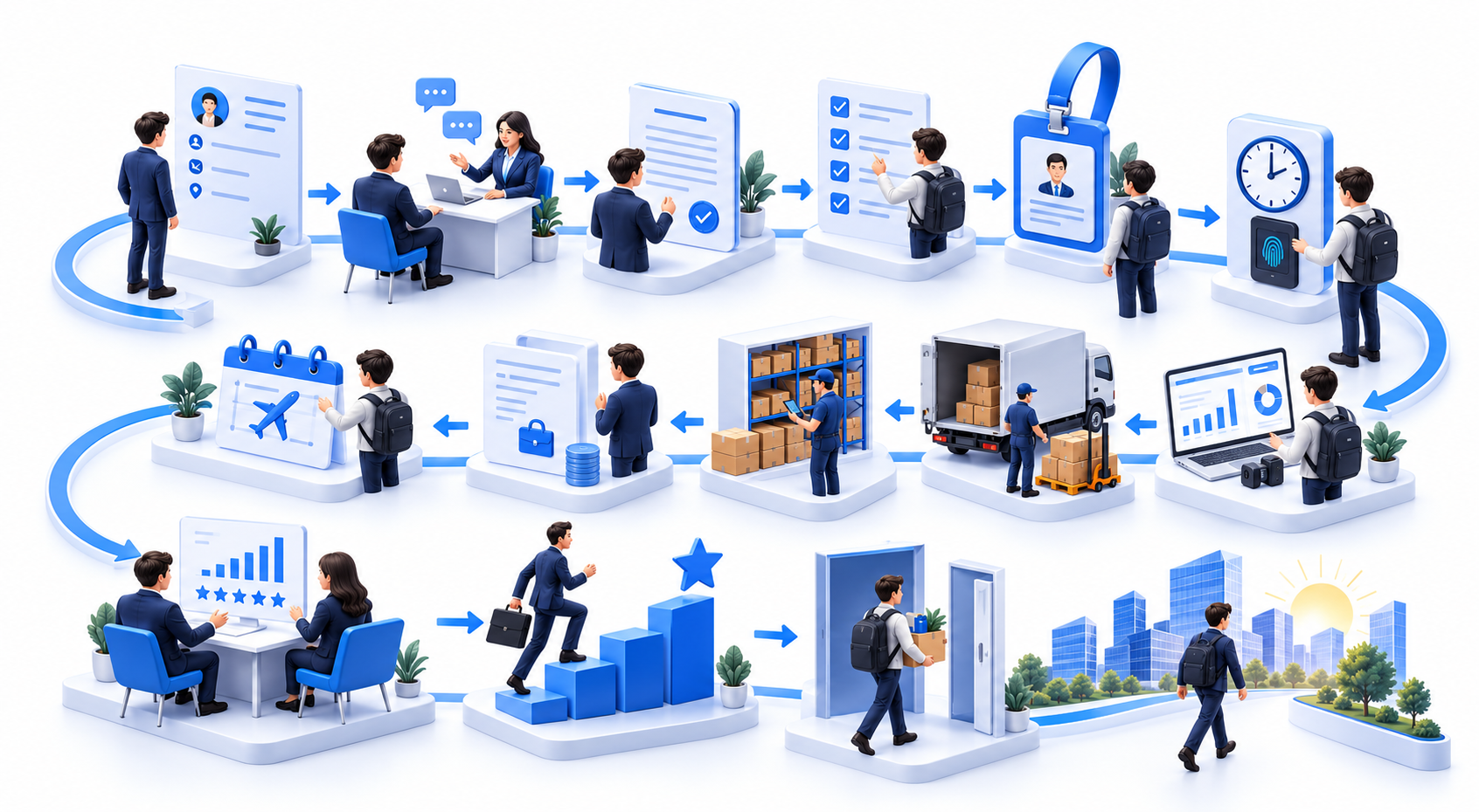 The employee journey from recruitment and onboarding to development and exit